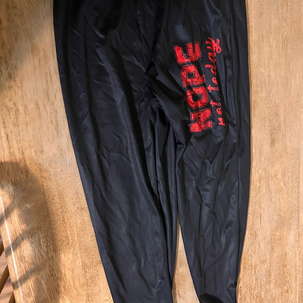 Black Joggers with Red Graphic